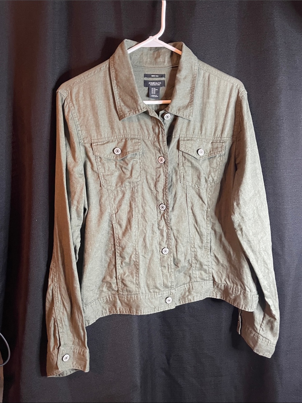 Jones New York Olive Green Button-Front Jacket | size XL